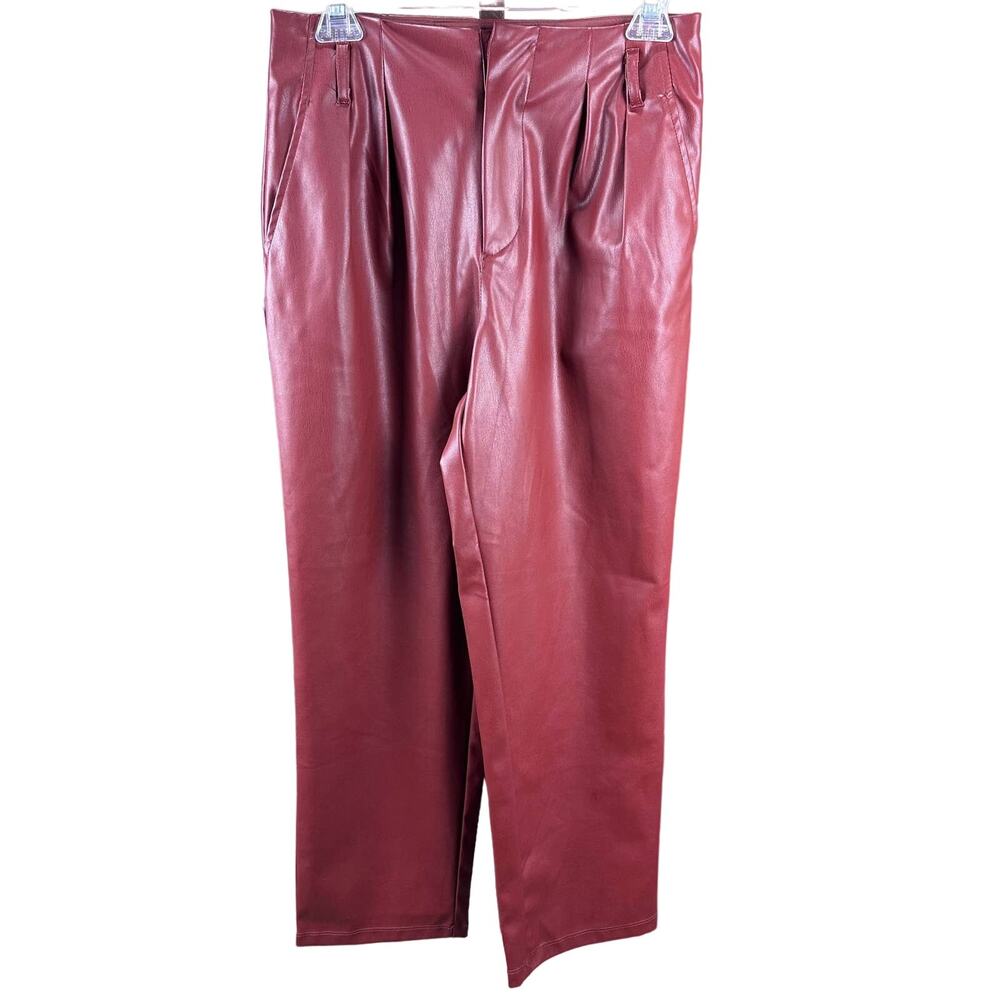 Who What Wear faux leather pants brick red cropped stylish trouser SZ 2